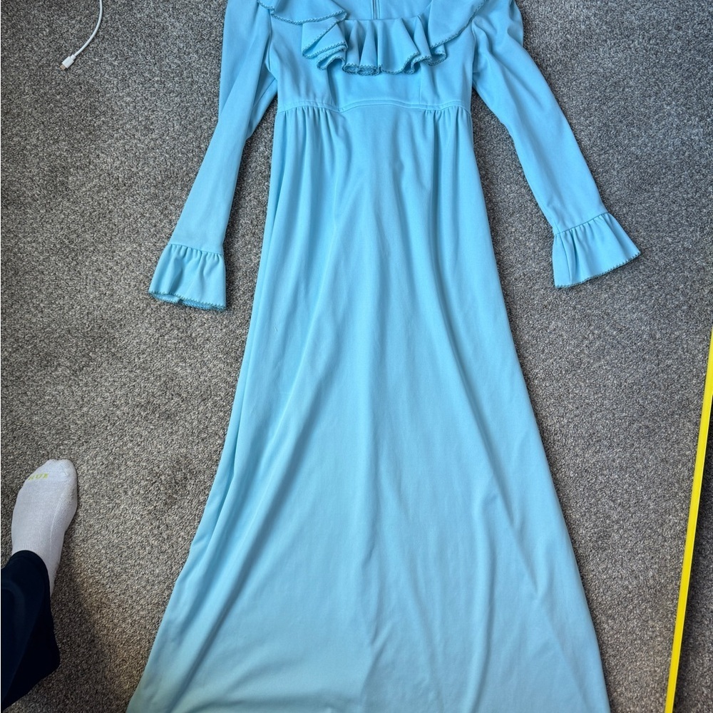 Chic Long Sleeve Blue Maxi Dress